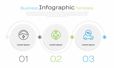 Set line Voltmeter, Electric car and Eco. Business infographic template. Vector