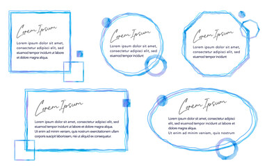 透明水彩の囲みエリア-青