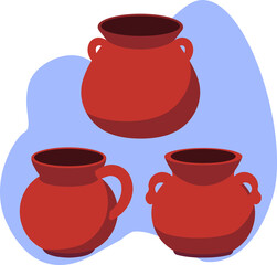 Set de tazas de barro, ilustración vectorial