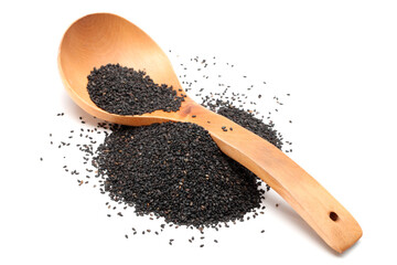 Black sesame on white background