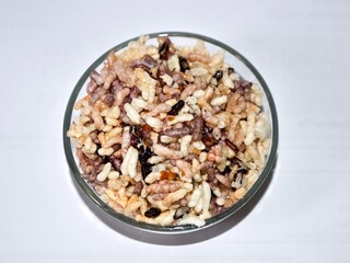 Rice Cracker in the bowl, Traditional Thai food, Street snack in Thailand called : Nangled, Khaotan, made from streamed sticky rice and deep fried.