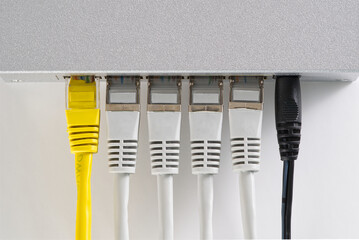 Small router and switch. tcp ip network business concept. High - performance gigabit switch. home...