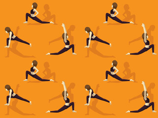Yoga Low Lunge Animation Seamless Wallpaper Background