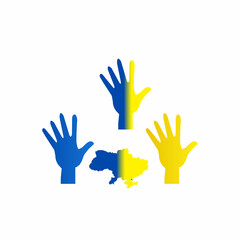 Colorful hands vector flag day background ukraine.Perfect for flag day.