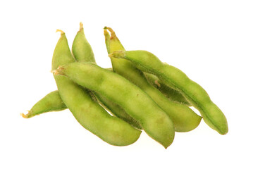 green soybeans isolated on white