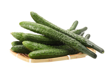 Green cucumber on the white background 