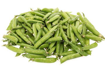 Fresh peas on white background