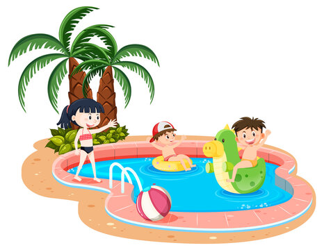 Children at swimming pool