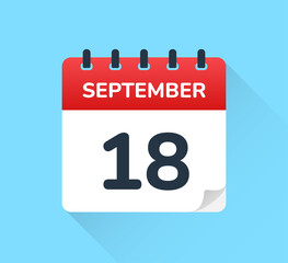 September 18 - Calendar icon vector.