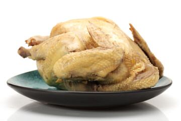 boiled chicken on a white background