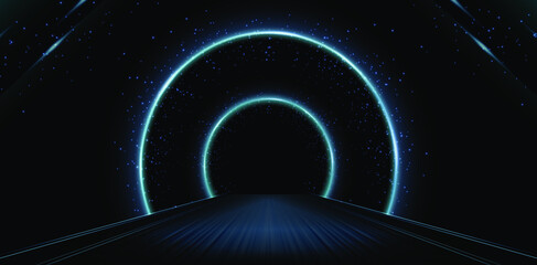 lights tunnel in the nights for signs corporate, advertisement business, social media post, billboard agency advertising, ads campaign, motion video, landing page, website header, launch event product - obrazy, fototapety, plakaty