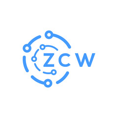 Fototapeta premium ZCW technology letter logo design on white background. ZCW creative initials technology letter logo concept. ZCW technology letter design. 