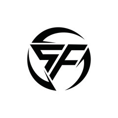 FS Triangle Modern Logo Circle Monogram Design. SF Vector Super Hero Concept Symbol Template 