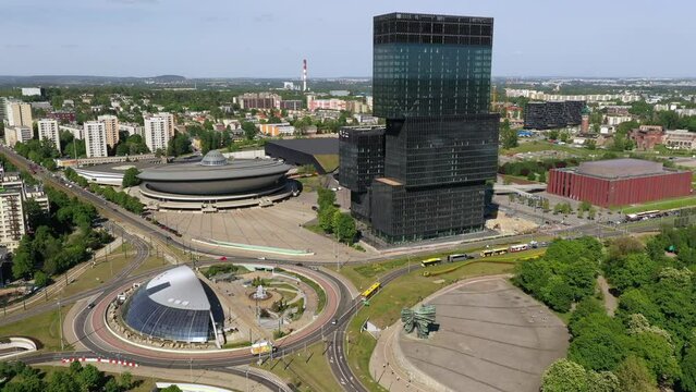 Aerial view of Katowice cityscape in Poland