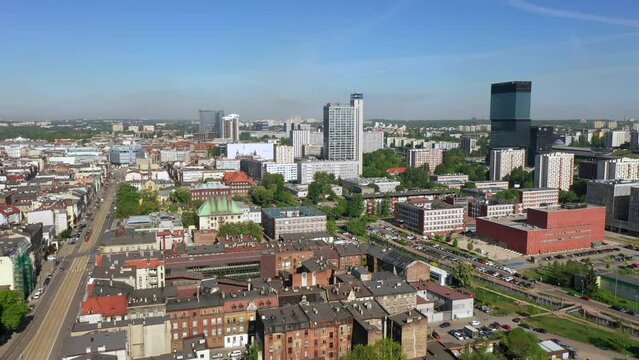 Aerial view of Katowice downtown area Silesia in Poland