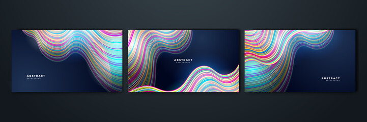 Set of dynamic gradient with colorful shape abstract design background
