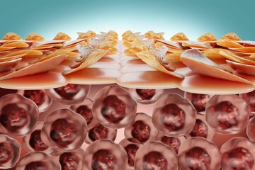 Macro dry skin ichthyosis details , deteriorate cell skin cell,  3D rendering - obrazy, fototapety, plakaty
