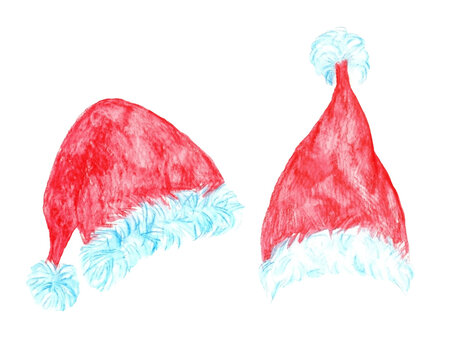 Santa hat, Christmas illustration isolated
