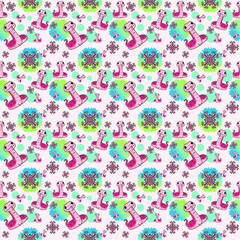 The Animal Life in Colorful Modern Seamless Pattern