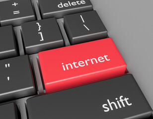 Internet concept. Word Internet on button of computer keyboard