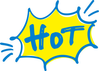 手書きの吹き出し文字「HOT」
