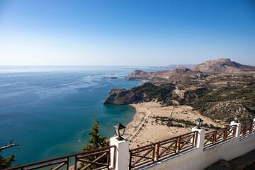 Beautiful view from holy monastery of panagia tsambika (kyra psili), Rhodos