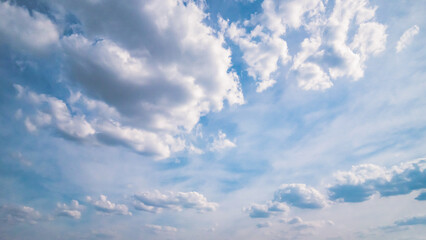  Panoramic view of clear blue sky and clouds, clouds with background.