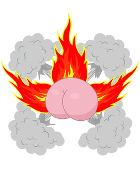 Butt hurt sign. Ass on fire symbol. ButtHurt icon.