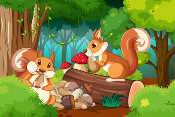 Obraz na płótnie Canvas Scene with squirrels in forest
