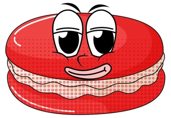 Crédence de cuisine en verre imprimé Macarons Red macaron with happy face