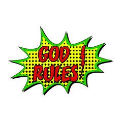 God rules comic burst vector sign