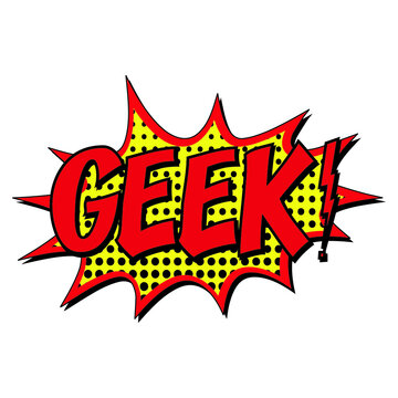 Geek comic burst vector sign