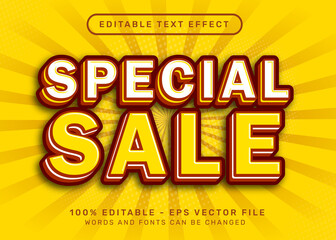 Fototapeta na wymiar special sale 3d text effect and editable text effect