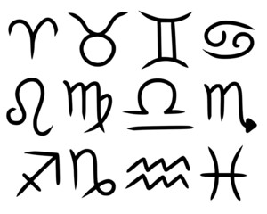 zodiacal constellations and signs isolated on white background