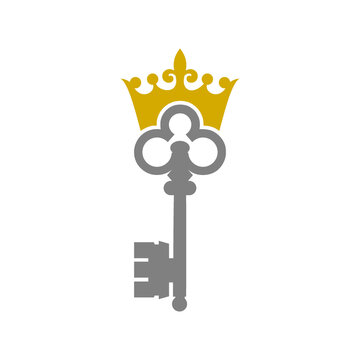 King crown key property home real estate logo isolated on white background