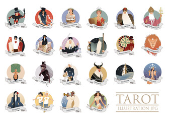 Major Arcana Emblem Tarot Cards isolated on white background - obrazy, fototapety, plakaty