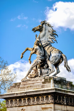 Equestrian statue on Place de la Concorde in Paris, France