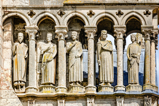 Statues at South portal of the Cathedral of Chartres - one of the finest examples of French Gothic architecture, constructed during the 13th century.
