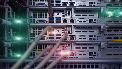 Server Rack Optic and hub close up.