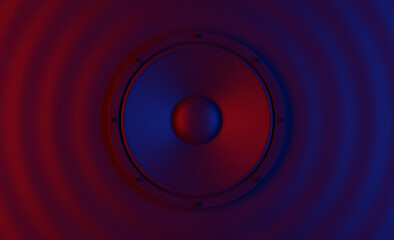 abstract sound speaker with dynamic bass waves - 3D Illustration