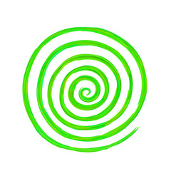 Abstract green watercolor spiral for design isolated on a white background. Vector illustration.