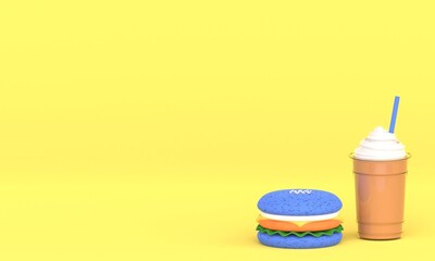 チーズハンバーガー：3DCGイラスト
