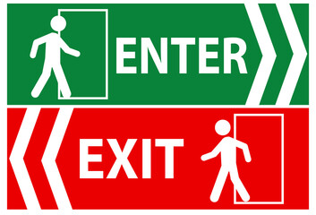 Enter and exit sign for public awareness. - obrazy, fototapety, plakaty