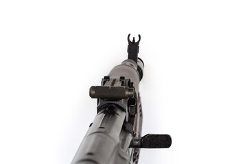 Assault rifle part with rear and front sight, selective focus