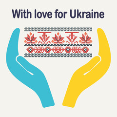 with love for Ukraine, hand and ornament