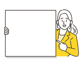 Women with the board in hand [Vector illustration material]