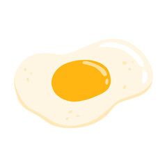 Vector illustration of fried egg isolated on white background. Scrambled eggs in cartoon hand drawn flat style