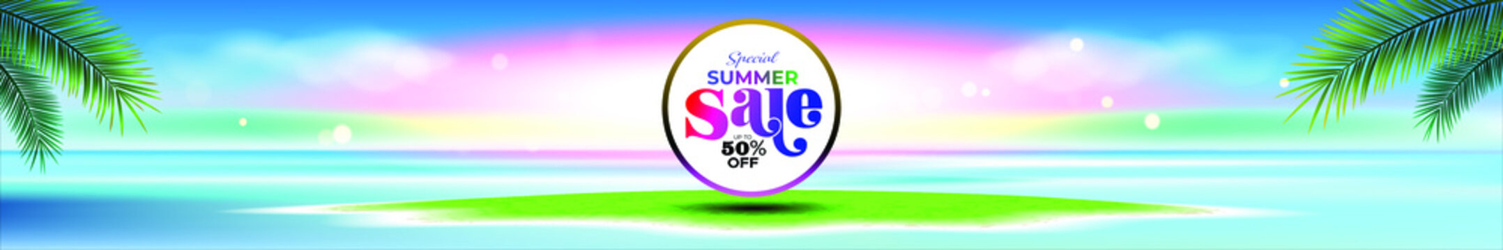 Website banner for Summer and mansoon Sale. Vector illustration
