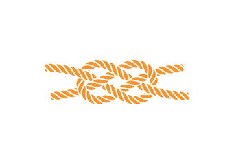 A knot made up of two ropes. Square knot. Isolated on white background - obrazy, fototapety, plakaty