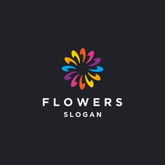 Fototapeta na wymiar Flowers logo icon flat design template 